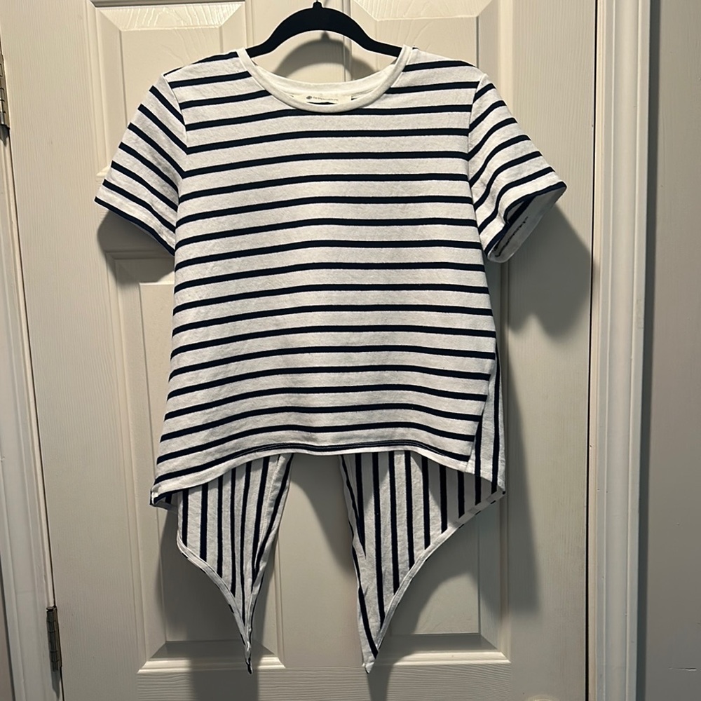 EUC “the impeccable pig” Striped Shirt with Asymmetrical Hem  L